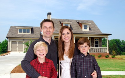Family happy with house purchase.